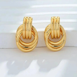 Gold-Plated Knotted Stud Earrings Trendsi