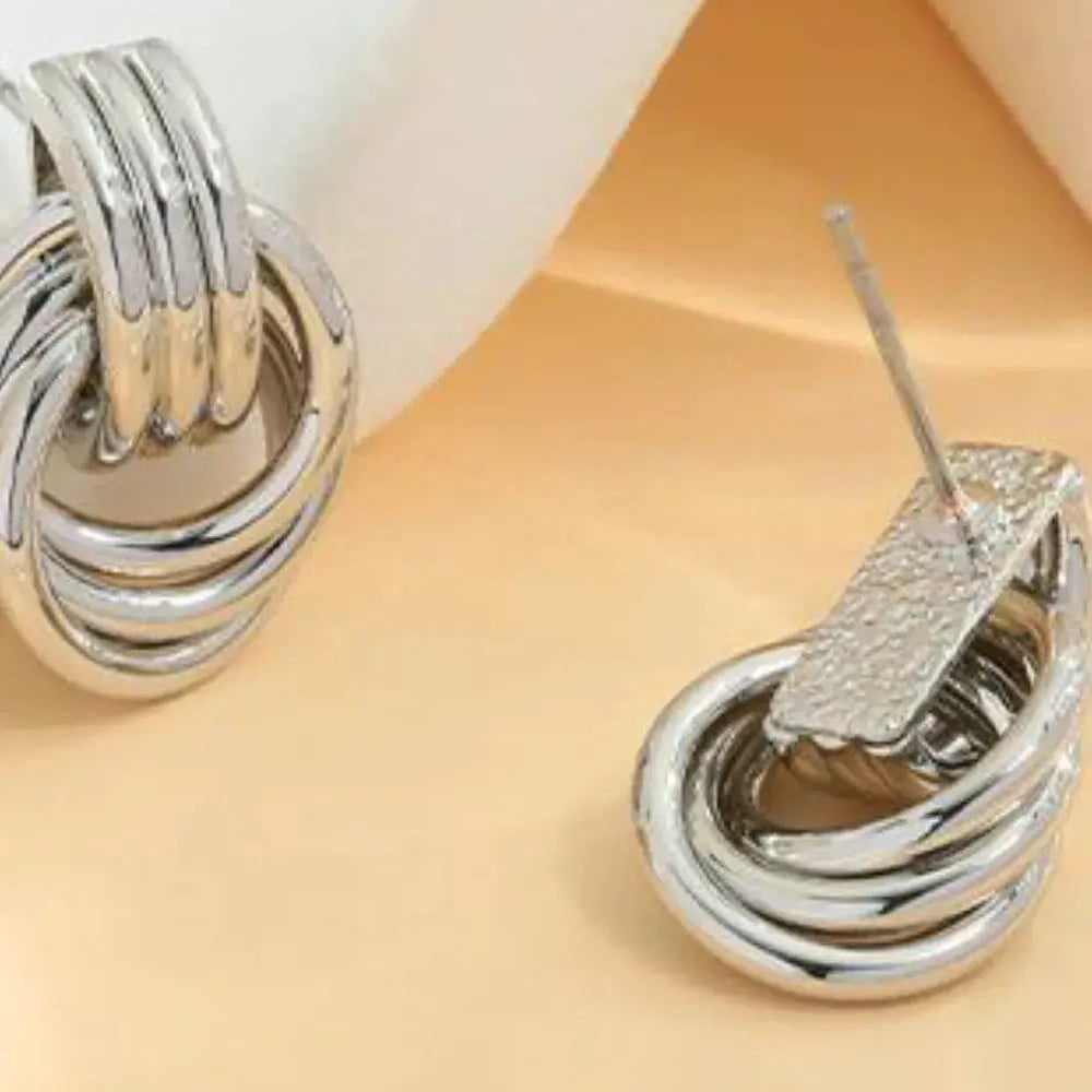 Gold-Plated Knotted Stud Earrings Trendsi
