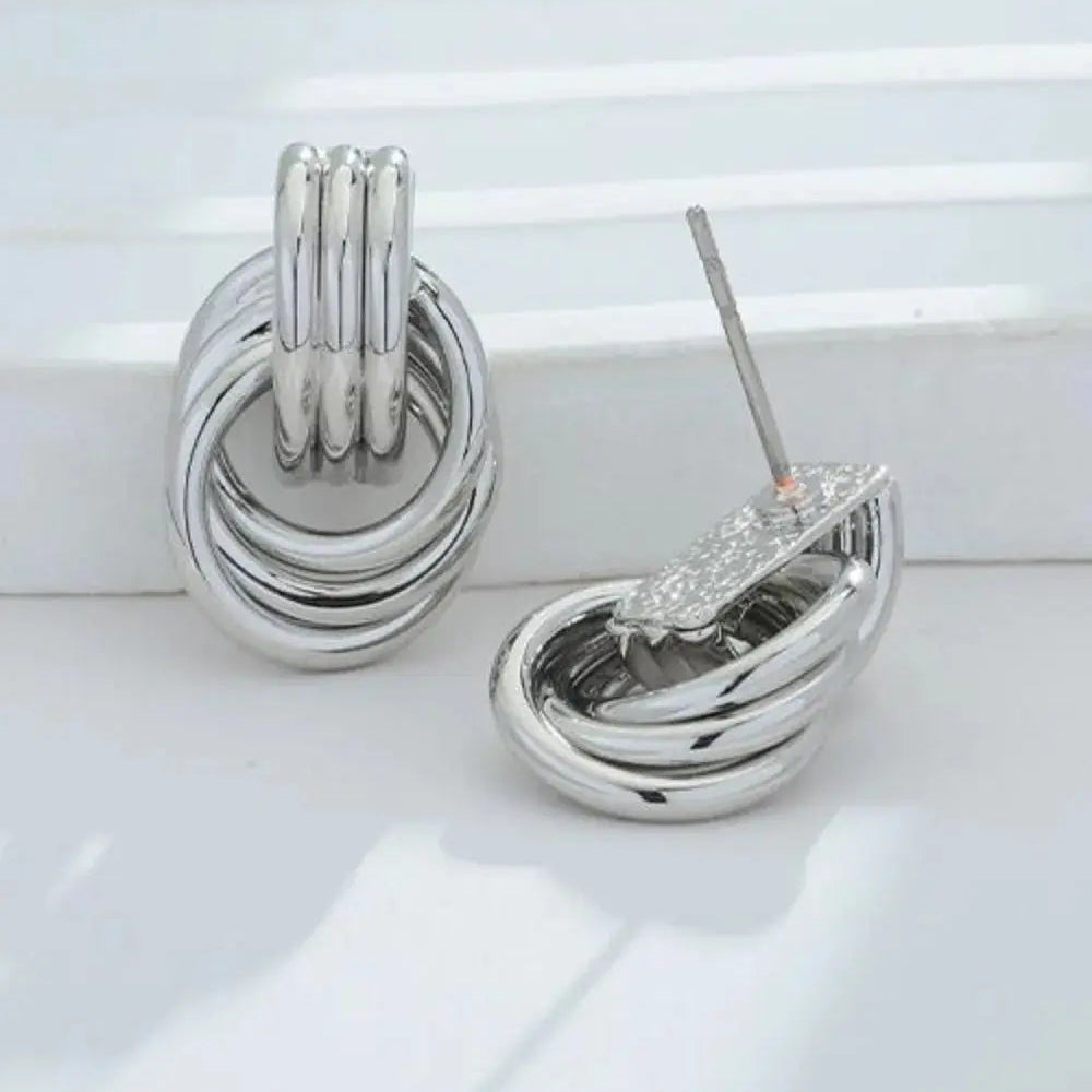 Gold-Plated Knotted Stud Earrings Trendsi