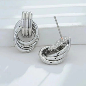 Gold-Plated Knotted Stud Earrings Trendsi