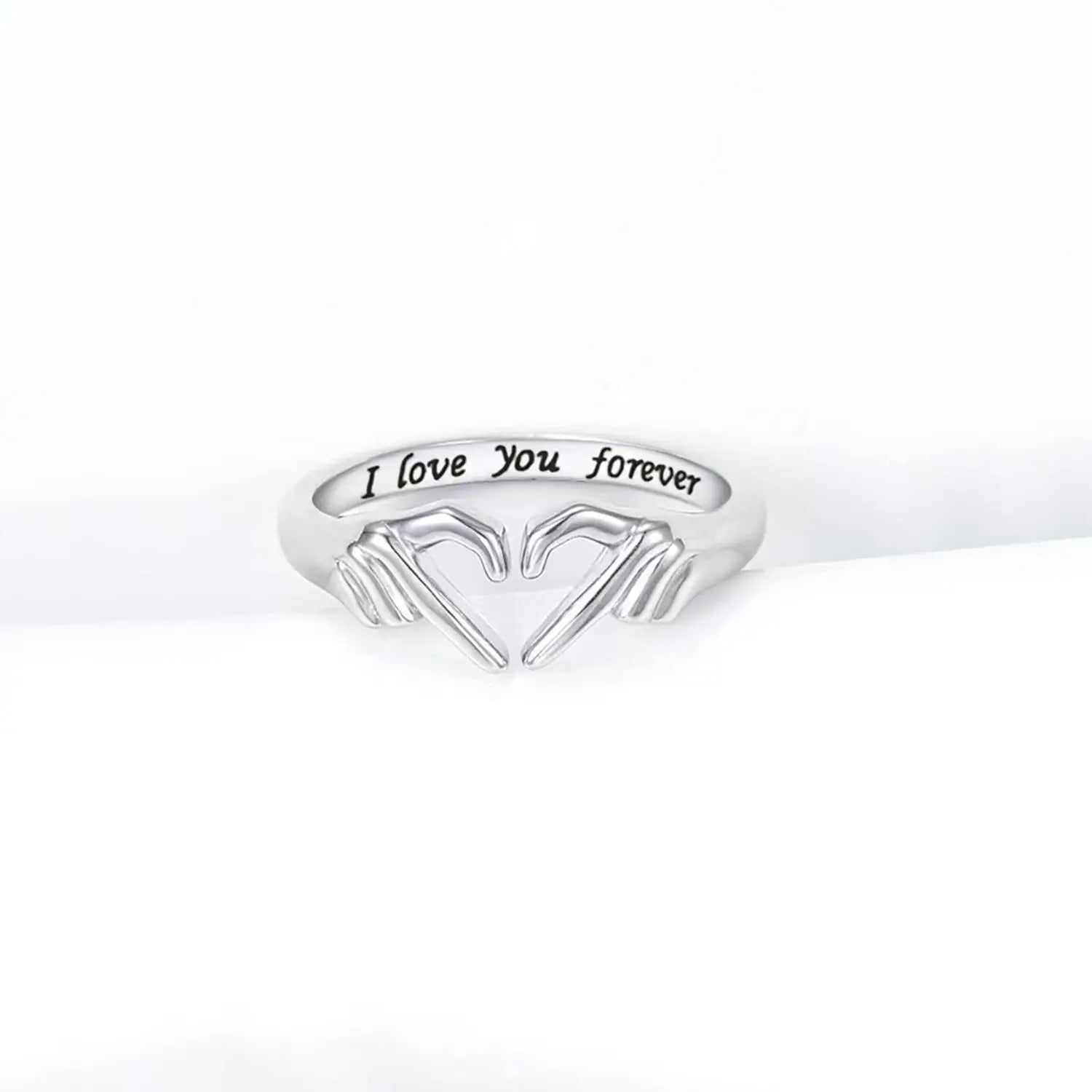 Hand Heart Shape 925 Sterling Silver Open Ring Trendsi