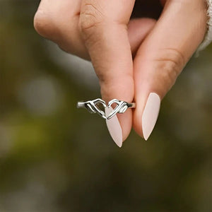 Hand Heart Shape 925 Sterling Silver Open Ring Trendsi