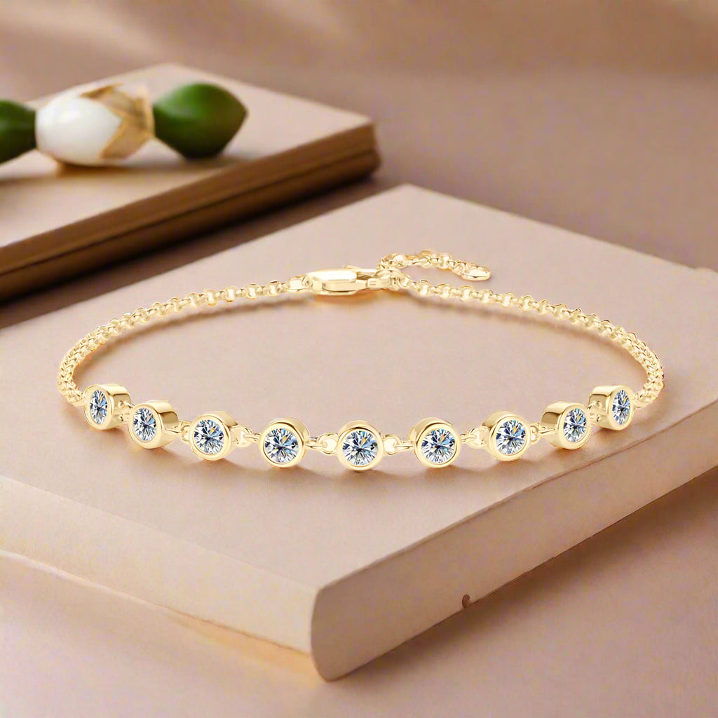 Inlaid Moissanite 925 Sterling Silver Bracelet Trendsi