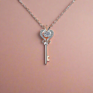 Key Shape Moissanite 925 Sterling Silver Necklace Trendsi