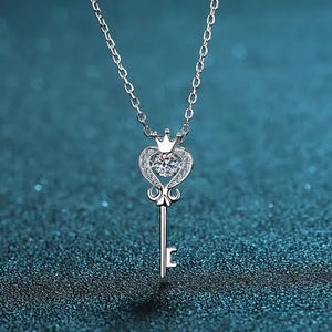 Key Shape Moissanite 925 Sterling Silver Necklace Trendsi