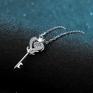 Key Shape Moissanite 925 Sterling Silver Necklace Trendsi