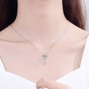 Key Shape Moissanite 925 Sterling Silver Necklace Trendsi