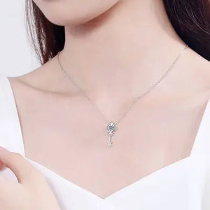 Key Shape Moissanite 925 Sterling Silver Necklace Trendsi