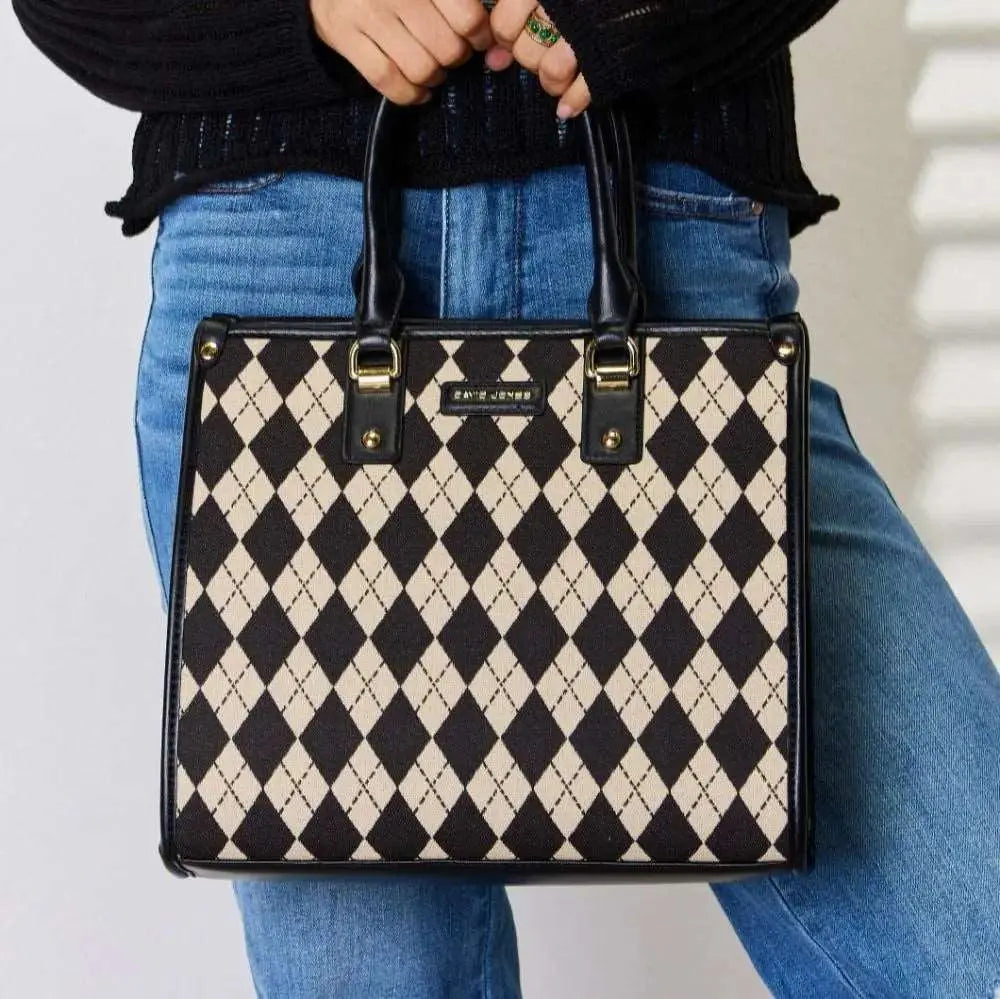 Lavish | David Jones Argyle Pattern PU Leather Handbag Trendsi