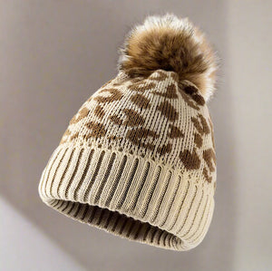 Leopard Pom-Pom Cuffed Beanie Trendsi