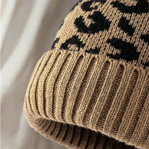 Leopard Pom-Pom Cuffed Beanie Trendsi