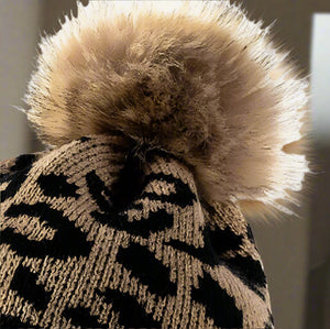 Leopard Pom-Pom Cuffed Beanie Trendsi