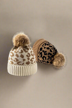 Leopard Pom-Pom Cuffed Beanie Trendsi