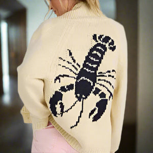 Lobster Button Up Long Sleeve Cardigan Trendsi