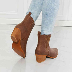 MMShoes Love the Journey Stacked Heel Chelsea Boot in Chestnut Trendsi