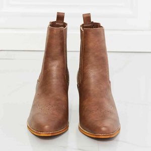 MMShoes Love the Journey Stacked Heel Chelsea Boot in Chestnut Trendsi