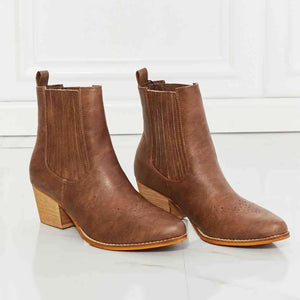 MMShoes Love the Journey Stacked Heel Chelsea Boot in Chestnut Trendsi