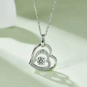 Moissanite 925 Sterling Silver Heart Necklace Trendsi