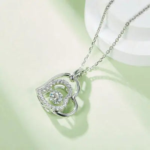 Moissanite 925 Sterling Silver Heart Necklace Trendsi