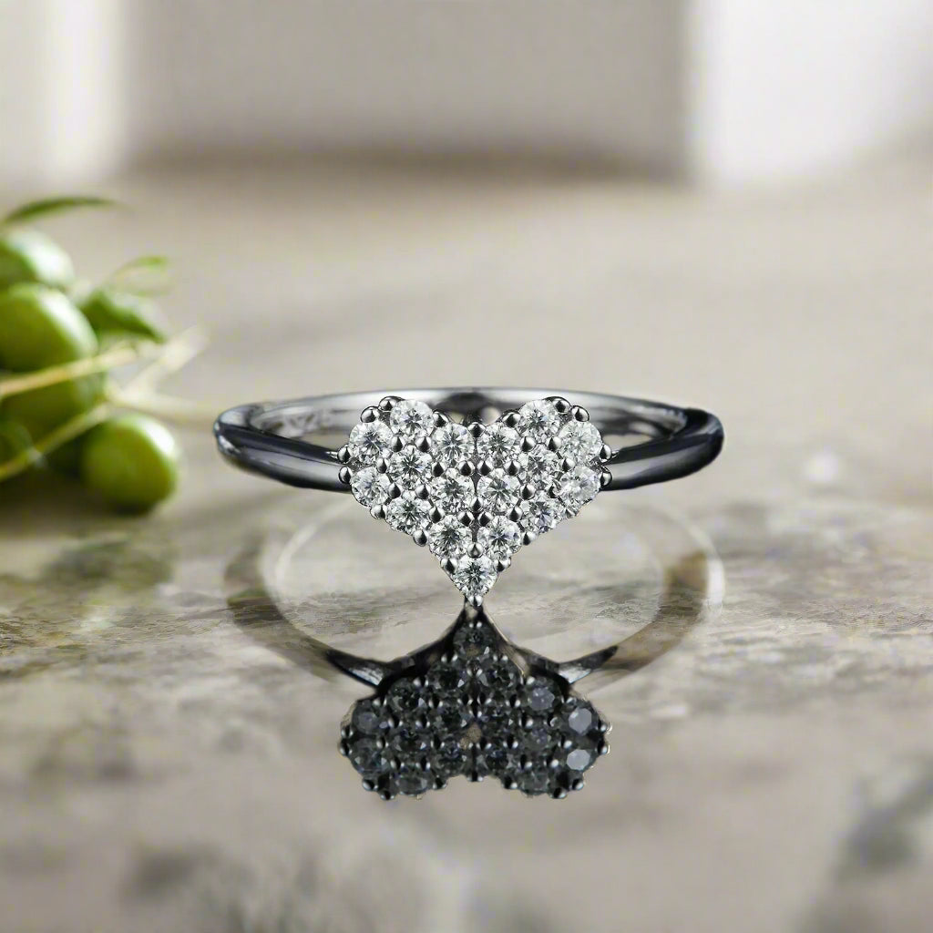 Moissanite 925 Sterling Silver Heart Ring Trendsi