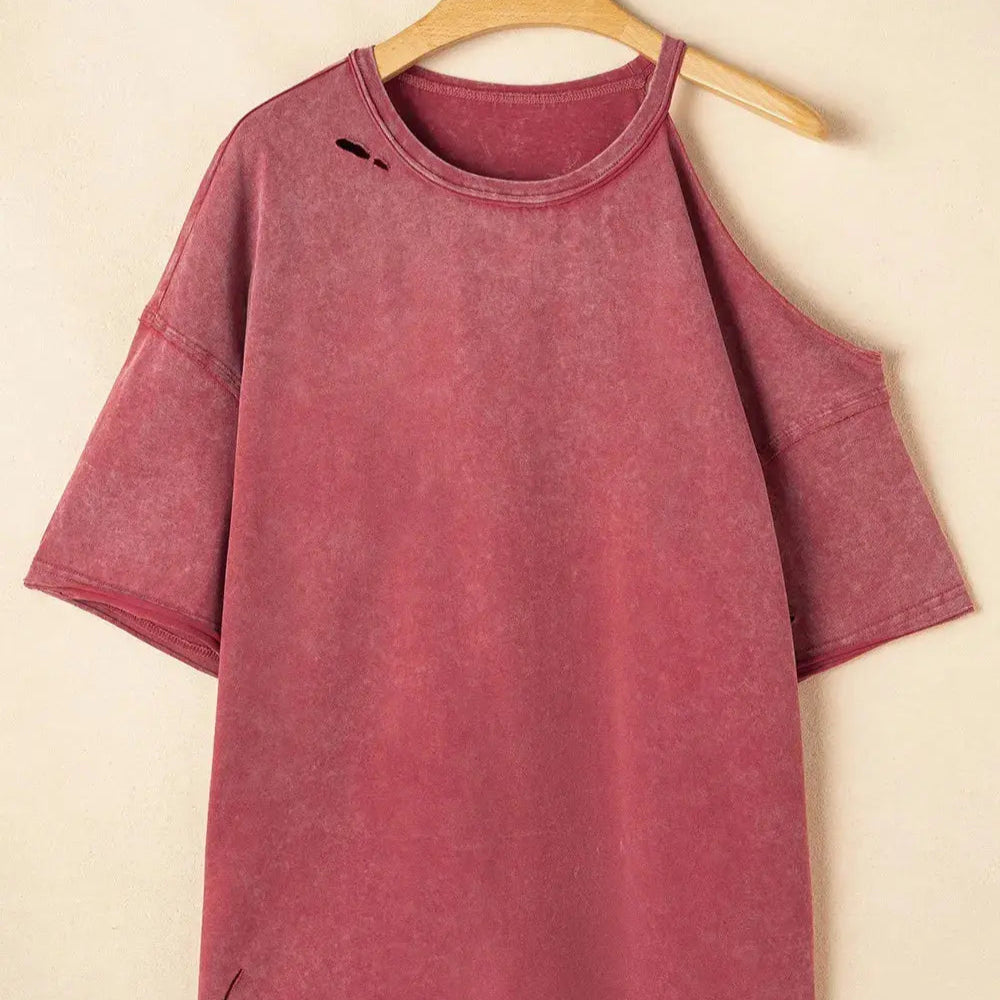 One Shoulder Half Sleeve Oversized Tunic T Shirt Trendsi