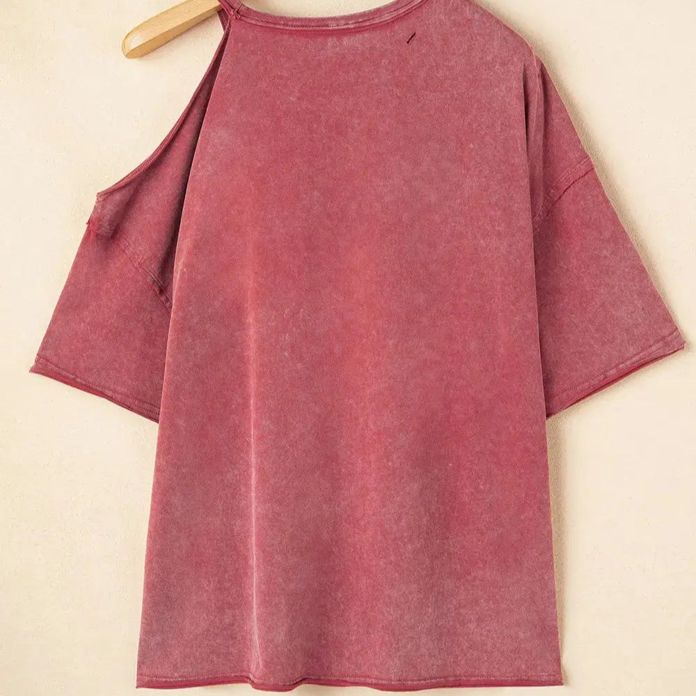One Shoulder Half Sleeve Oversized Tunic T Shirt Trendsi