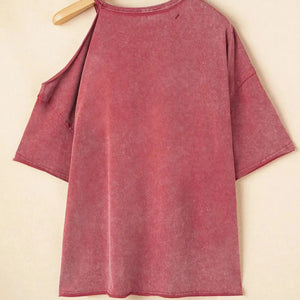 One Shoulder Half Sleeve Oversized Tunic T Shirt Trendsi