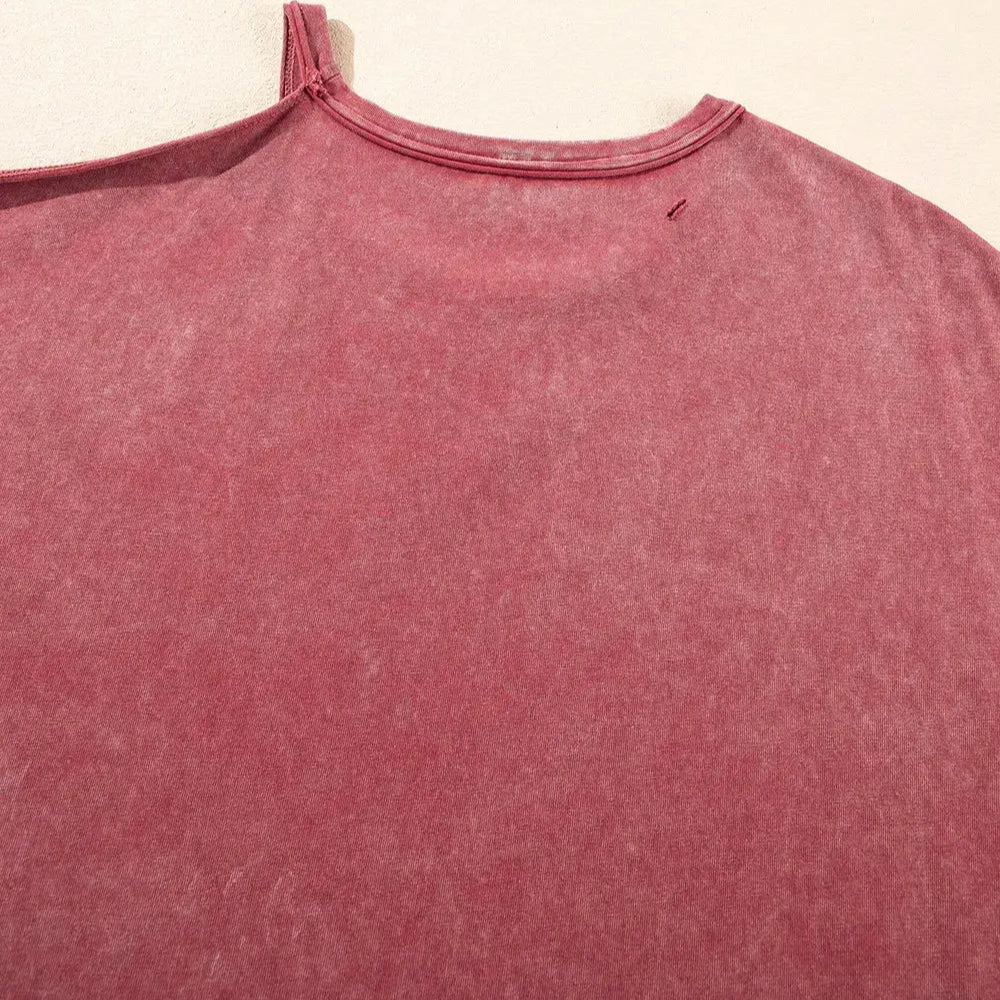 One Shoulder Half Sleeve Oversized Tunic T Shirt Trendsi
