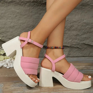 Open Toe Block Heels Sandals Trendsi
