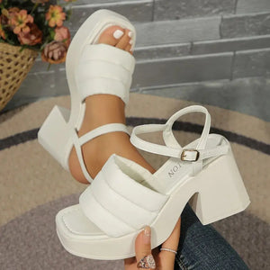 Open Toe Block Heels Sandals Trendsi
