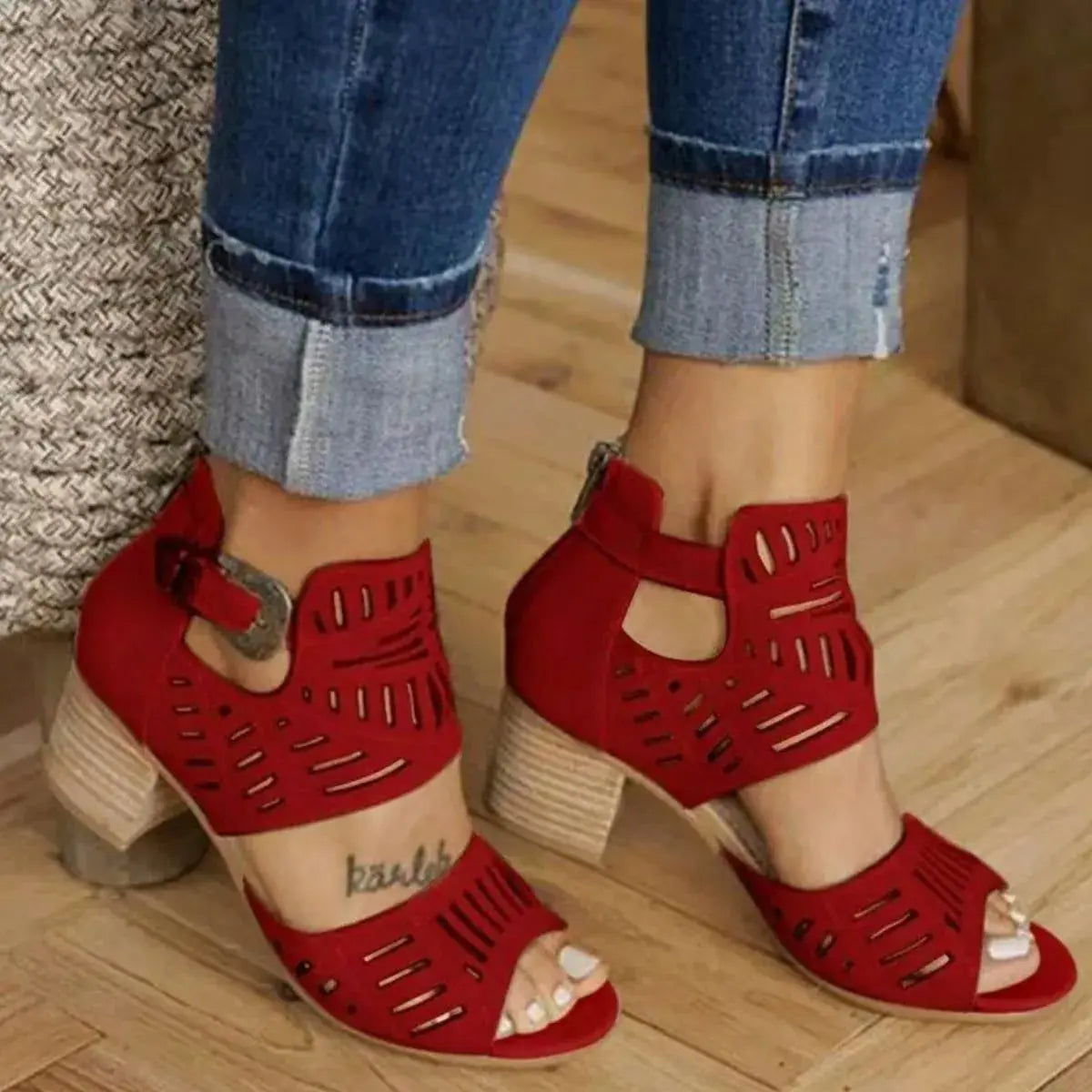 Open Toe Block Heels Sandals Trendsi