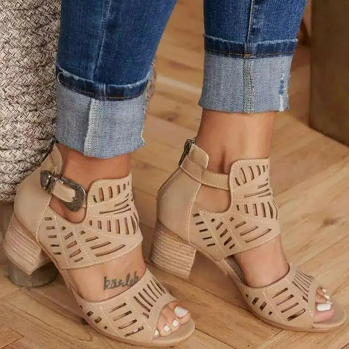 Open Toe Block Heels Sandals Trendsi