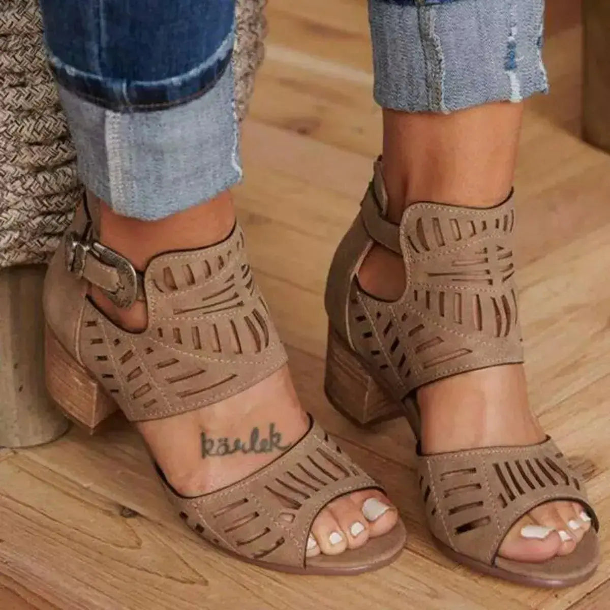 Open Toe Block Heels Sandals Trendsi