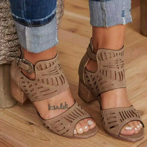 Open Toe Block Heels Sandals Trendsi
