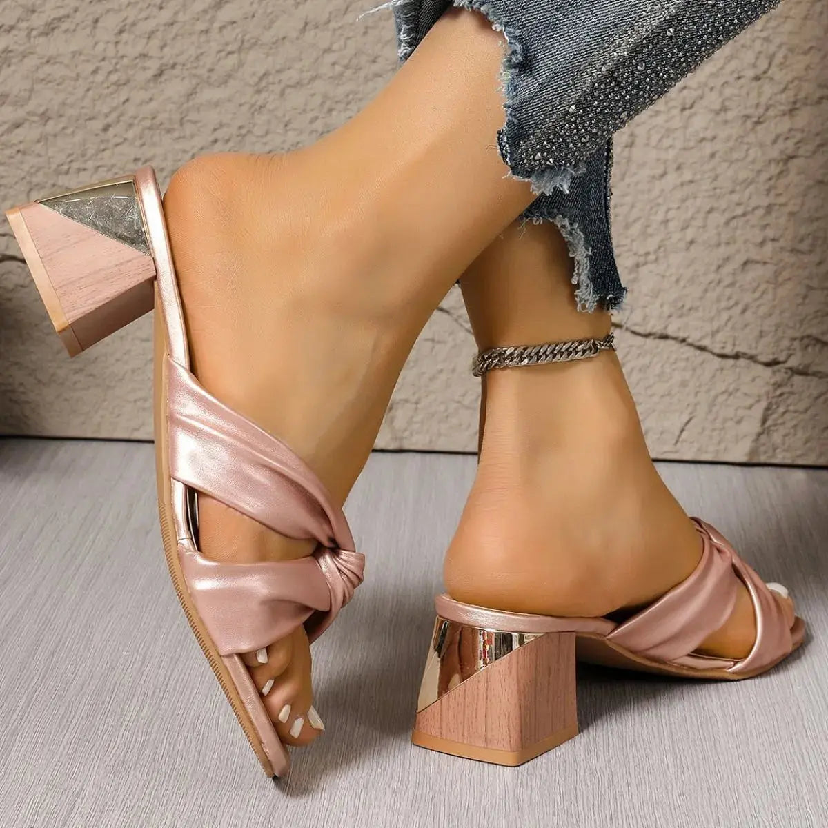 Open Toe Block Heels Sandals Trendsi