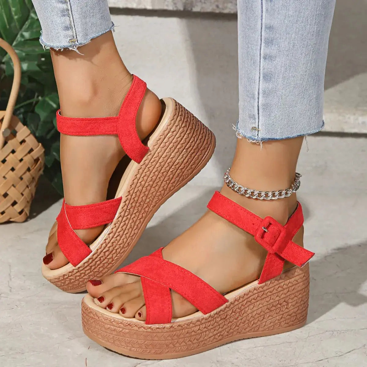 Open Toe Wedge Sandals Trendsi