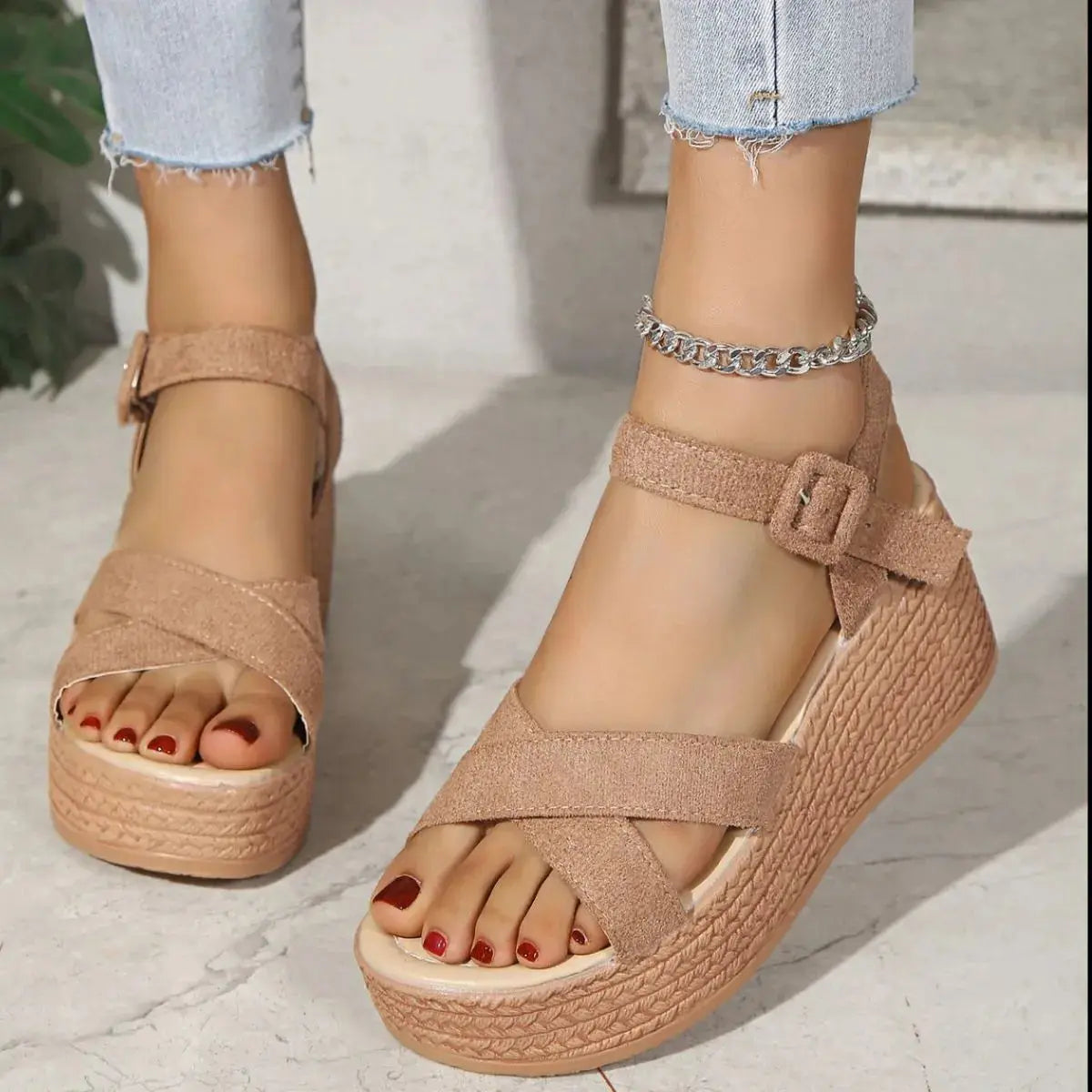 Open Toe Wedge Sandals Trendsi