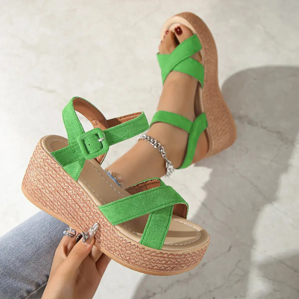 Open Toe Wedge Sandals Trendsi