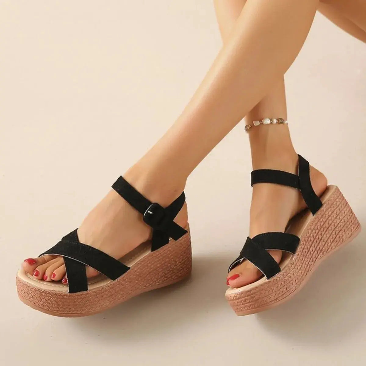 Open Toe Wedge Sandals Trendsi