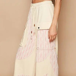 POL Crochet Contrast Drawstring Wide Leg Pants Trendsi