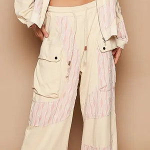 POL Crochet Contrast Drawstring Wide Leg Pants Trendsi