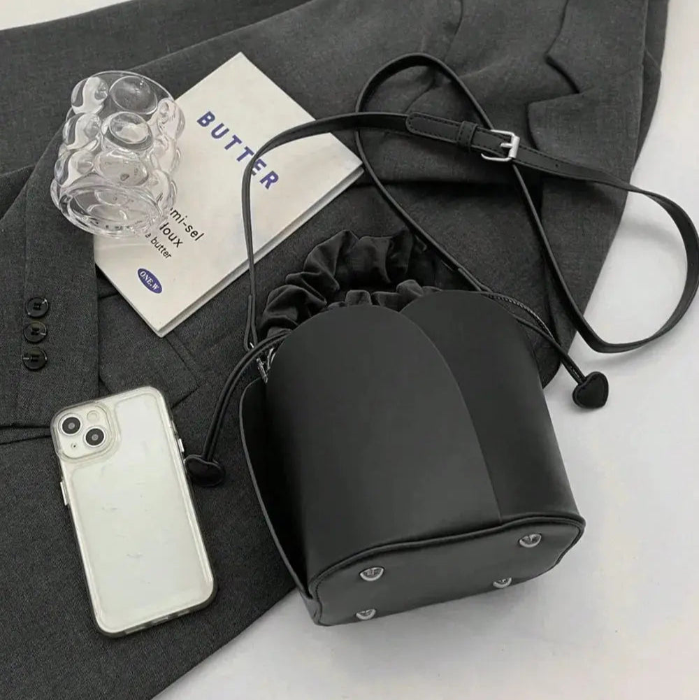 PU Leather Drawstring Bucket Bag Trendsi