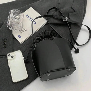 PU Leather Drawstring Bucket Bag Trendsi