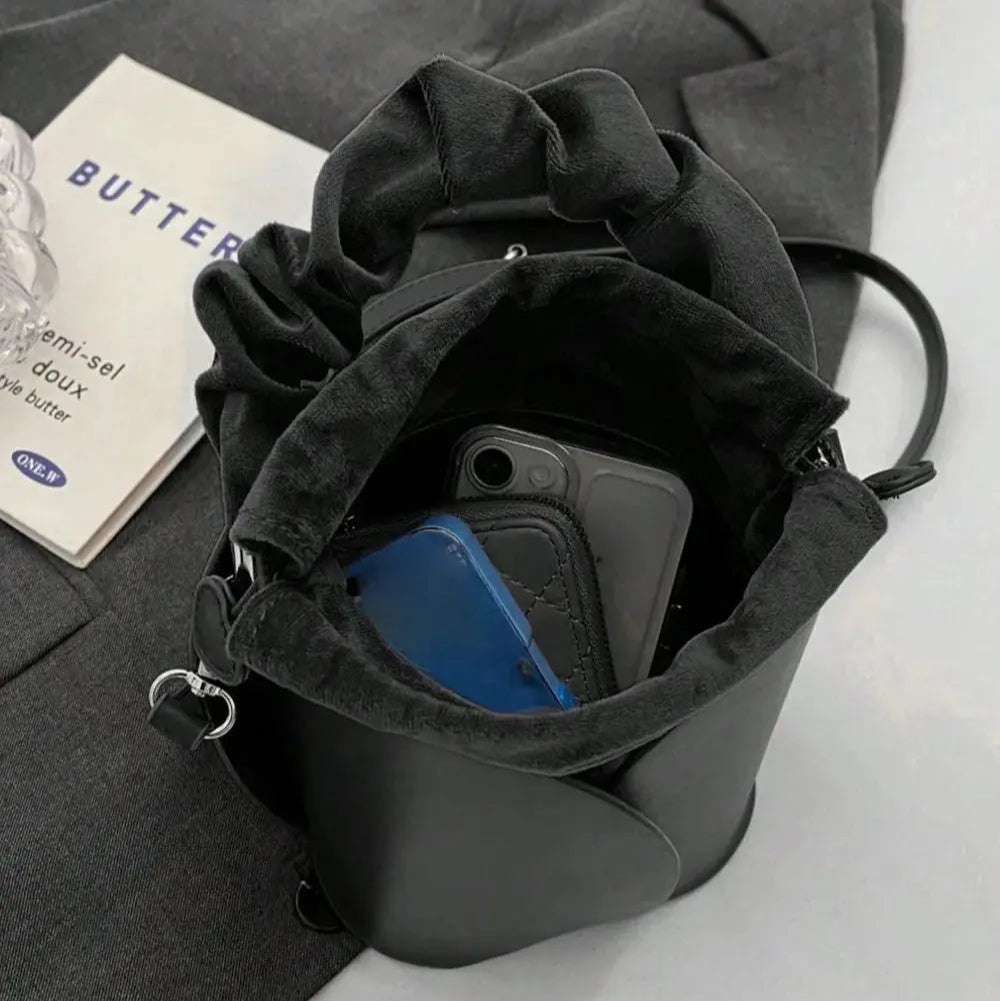 PU Leather Drawstring Bucket Bag Trendsi