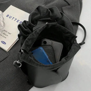 PU Leather Drawstring Bucket Bag Trendsi