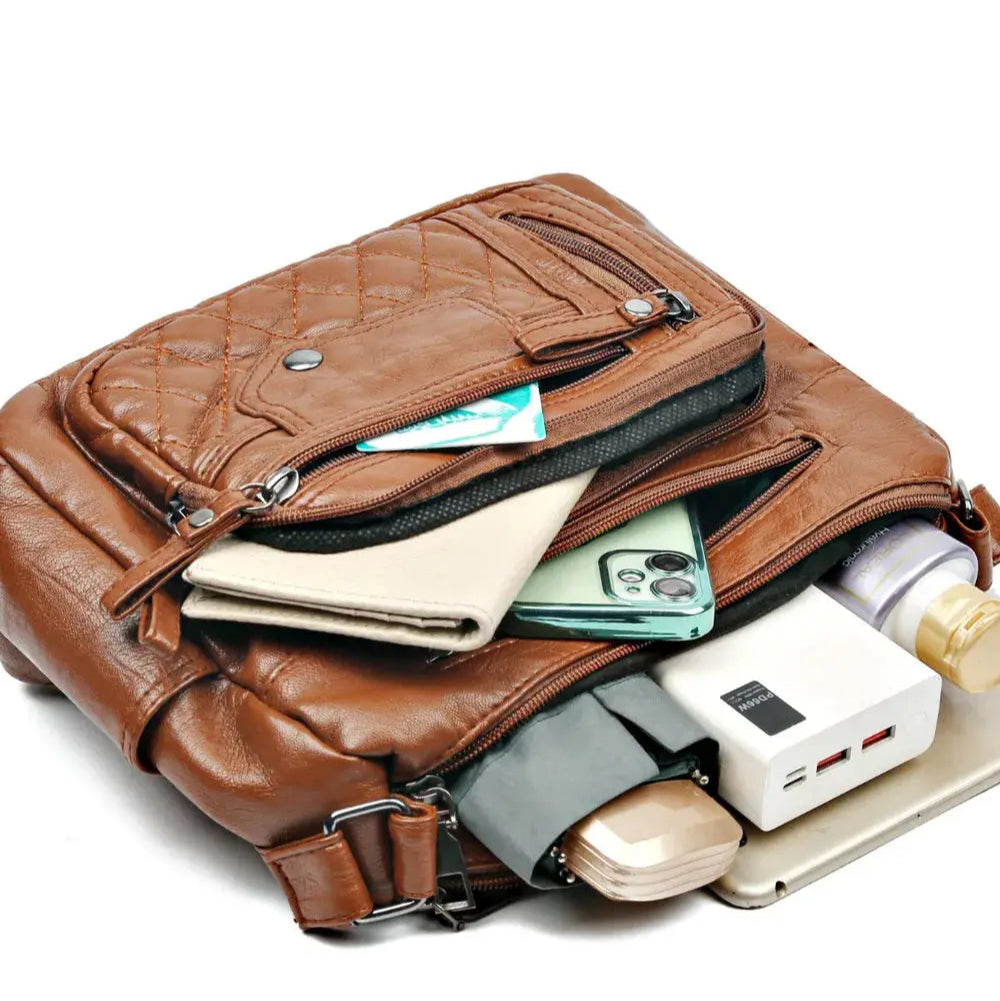 PU Leather Multi Pockets Adjustable Strap Shoulder Bag Trendsi