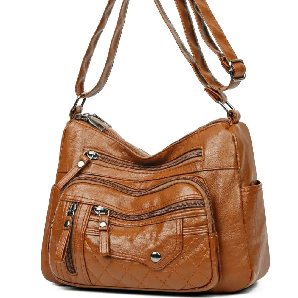 PU Leather Multi Pockets Adjustable Strap Shoulder Bag Trendsi