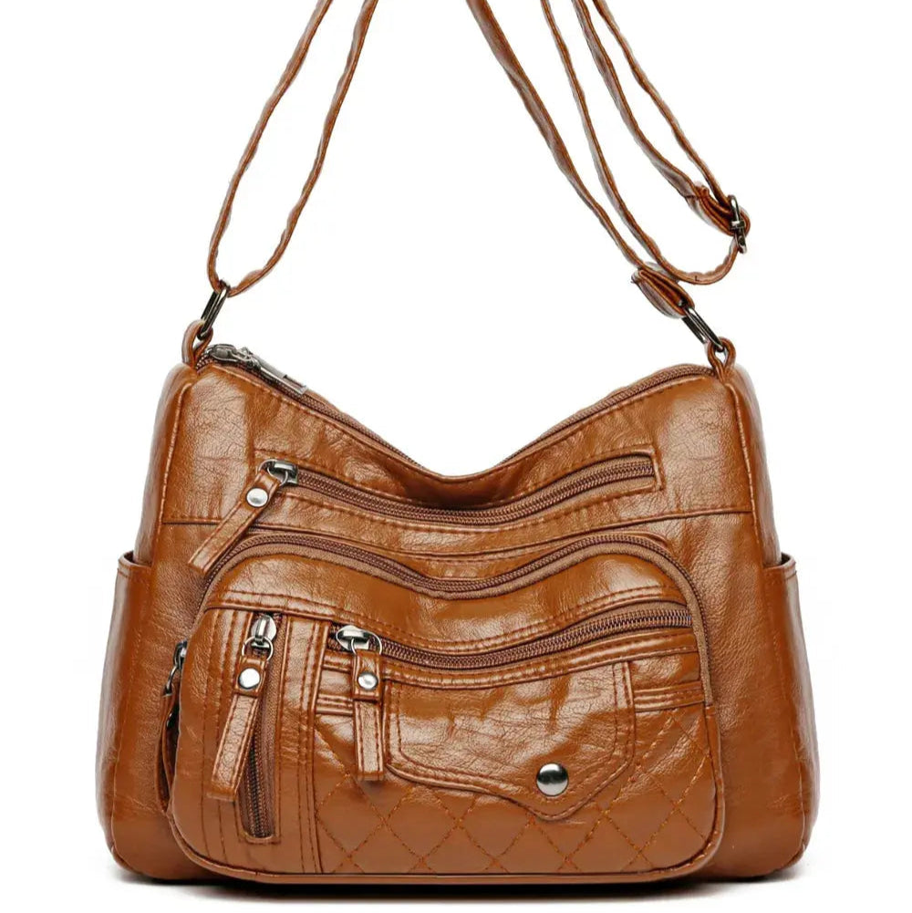 PU Leather Multi Pockets Adjustable Strap Shoulder Bag Trendsi