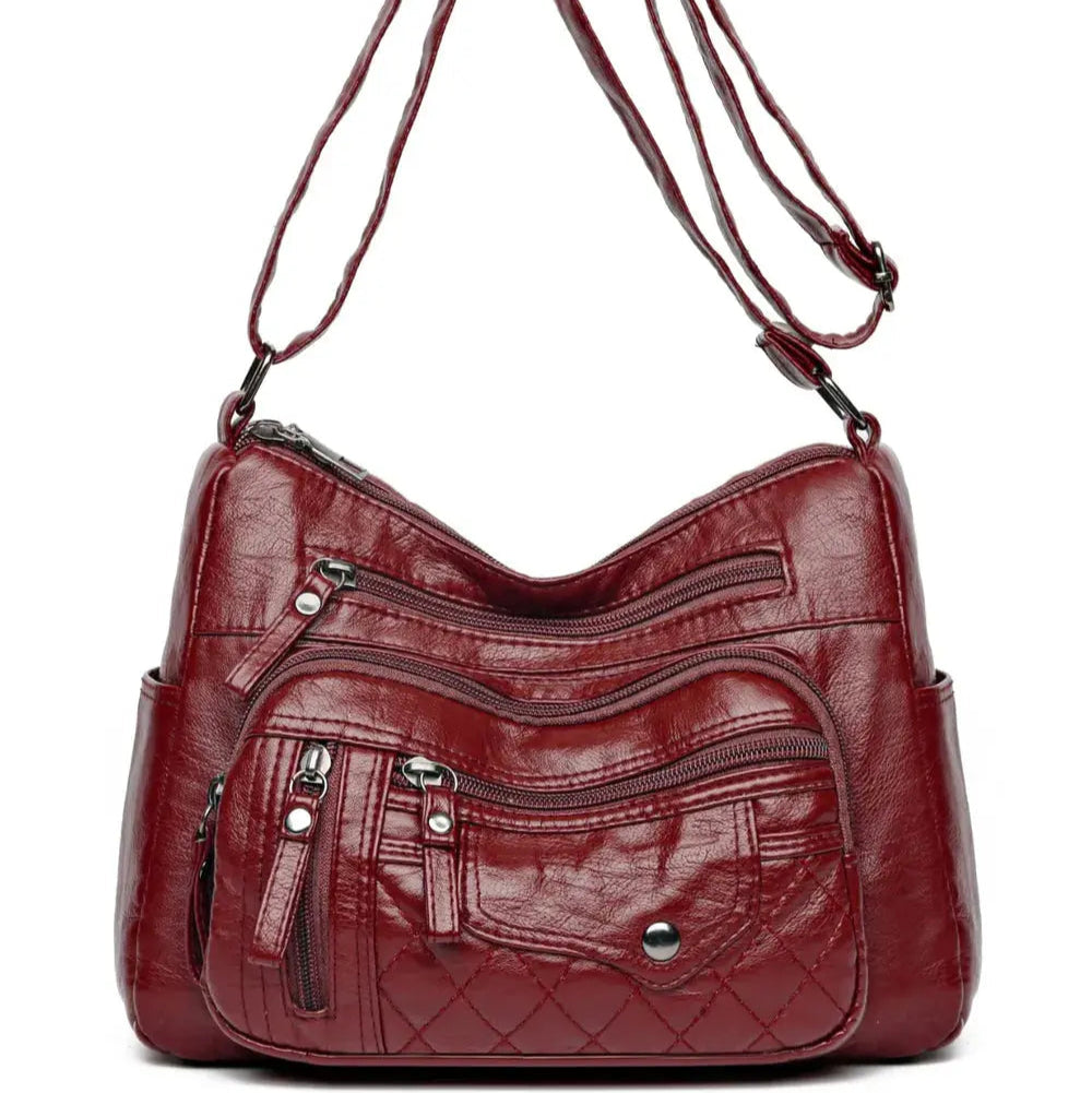 PU Leather Multi Pockets Adjustable Strap Shoulder Bag Trendsi