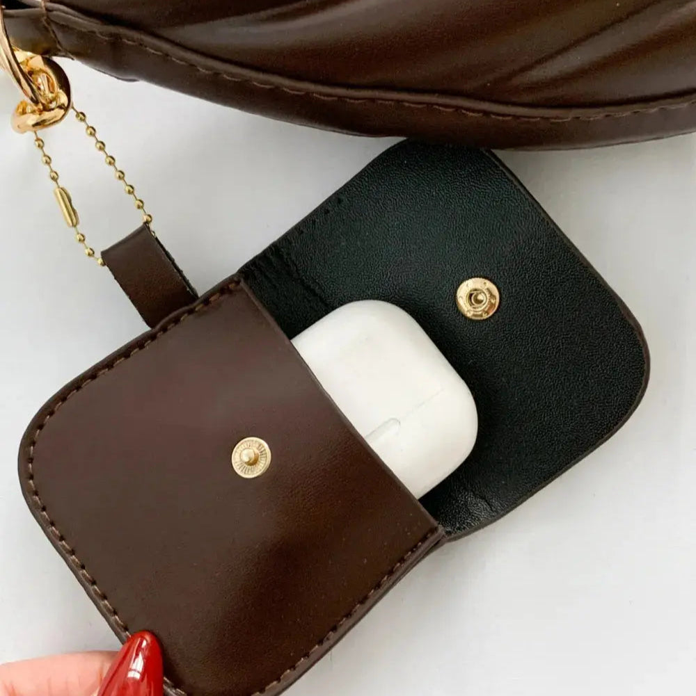 PU Leather Shoulder Bag with EarPods Bag Trendsi